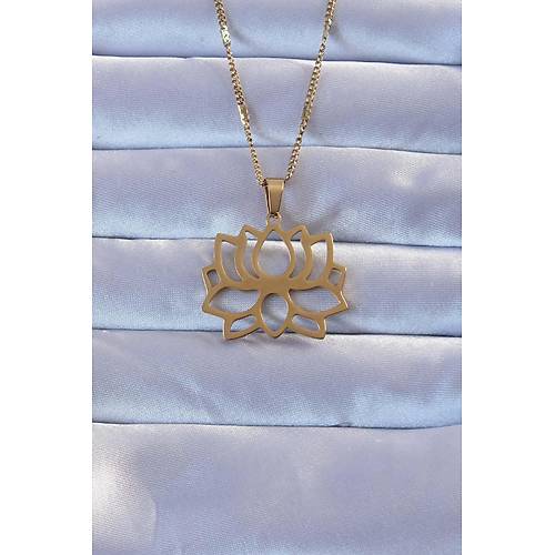 316L Alt�n Renk Lotus Kolye