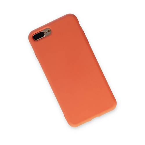 iPhone 7 Plus K�l�f Nano i�i Kadife Silikon - Turuncu