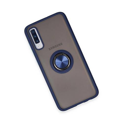 Galaxy A70 K�l�f Montreal Y�z�kl� Silikon Kapak - Lacivert