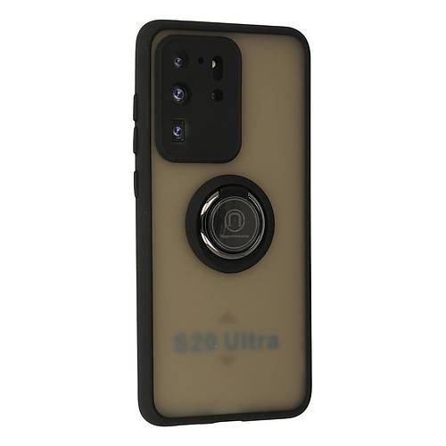 Galaxy S20 Ultra K�l�f Montreal Y�z�kl� Silikon Kapak - Siyah