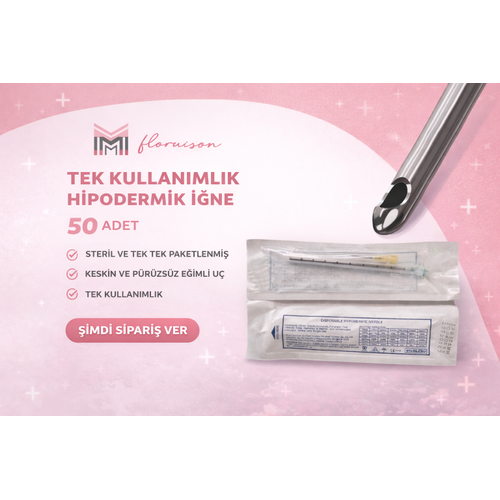 22G X 50MM Dolgu Kan�l� Steril U� 50 Adet 1 Kutu