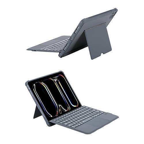 T5504D iPad Pro 11 (2024) K�l�f Palermo Ledli Klavyeli Standl� Tablet K�l�f� - Siyah