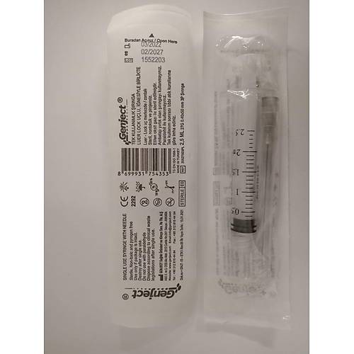Dental Luer Lock Enjekt�r 2,5 ML- 27G /50 mm 3P ��r�nga