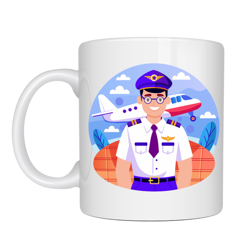 Pilot Tasar�ml� Porselen Kupa MODEL 162 � Havac�l�k Temal� Kahve Kupas� � Pilot Hediyesi � U�ak Desenli Beyaz Kupa � Ofis ve G�nl�k Kullan�m Kupas�