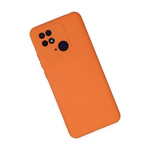Redmi 10C K�l�f Nano i�i Kadife Silikon - Turuncu