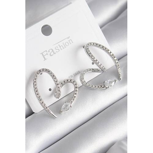 Pirin� G�m�� Renk Zirkon Ta�l� Y�lan Kalp Model Kad�n K�pe