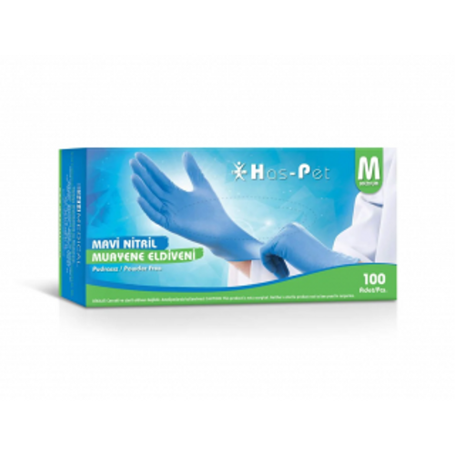 Haspet - Nitril Mavi Muayene Eldiveni - Medium 100'l�