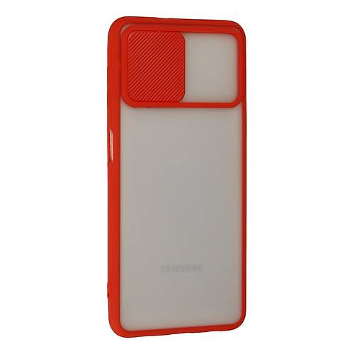 Galaxy A22 K�l�f Palm Buzlu Kamera S�rg�l� Silikon - K�rm�z�