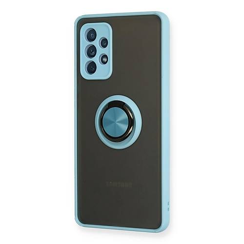 Galaxy A72 K�l�f Montreal Y�z�kl� Silikon Kapak - Buz Mavi