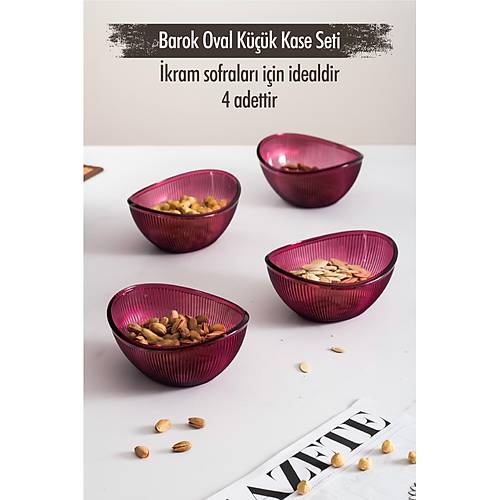 Akrilik Barok M�rd�m Oval 4'l� K���k Kase Seti & �erezlik & Sunumluk & �kraml�k(Cam De�ildir)
