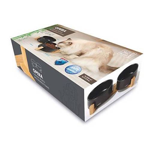 Opera Bamboo Standl� Seramik Mama Kab� Siyah 2x350 Ml