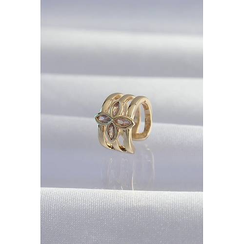 Pirin� Gold Renk Yonca Earcuff K�pe