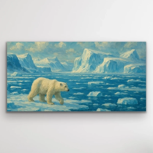 Yaln�z Kutup Ay�s� Kanvas Tablo 60x120cm