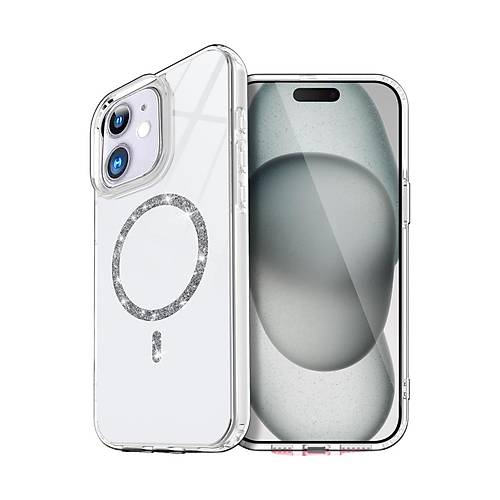 iPhone 12 Live Diamond Magsafe Kapak - �effaf