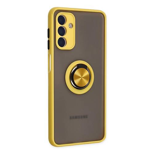 Galaxy A04S K�l�f Montreal Y�z�kl� Silikon Kapak - Sar�