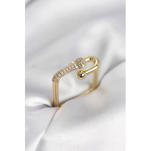 Gold Renk Zirkon Ta�l� Tifani Model Kare Kad�n Y�z�k