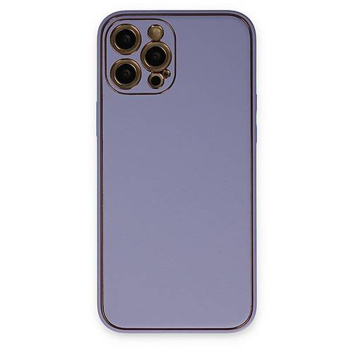 iPhone 12 Pro K�l�f Coco Deri Silikon Kapak - A��k Lila
