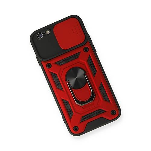iPhone 6 K�l�f Pars Lens Y�z�kl� Silikon - K�rm�z�