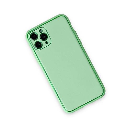 iPhone 11 Pro K�l�f Coco Deri Silikon Kapak - A��k Ye�il