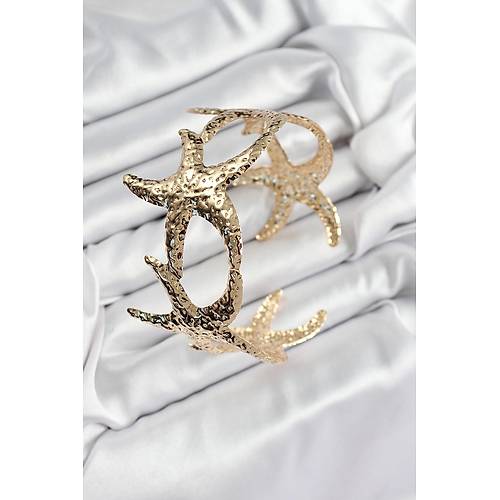 Pirin� S�ral� Deniz Y�ld�z� Model Gold Renk Kad�n Pazu Bileklik