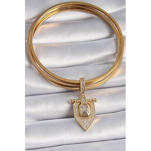 Pirin� Gold Renk Baget Zirkon Ta�l� Ajda Charm