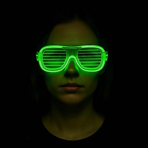 Ye�il LED I��kl� Parti G�zl��� � Neon Glow �erit G�zl�k 3 Modlu