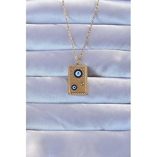 316L Alt�n Renk ��lemeli Nazarl� Vintage Kolye
