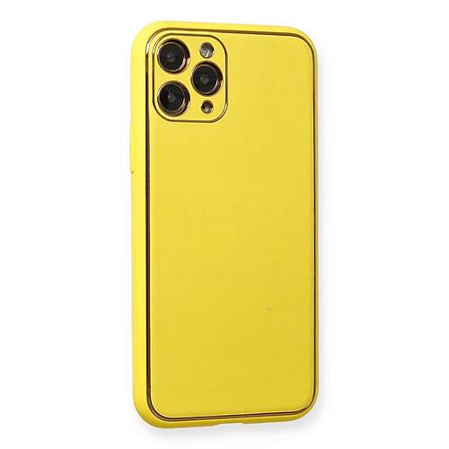 iPhone 11 Pro K�l�f Coco Deri Silikon Kapak - Sar�