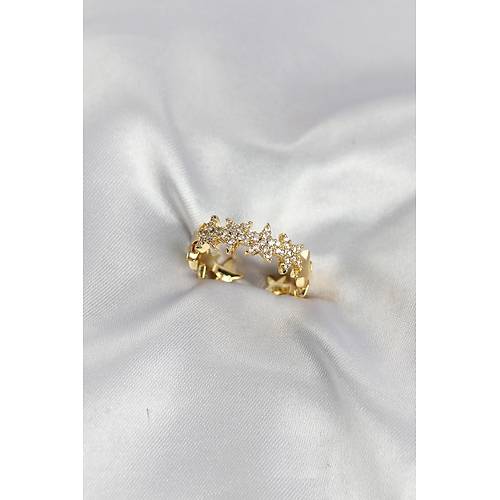Gold Renk Pirin� S�ral� Y�ld�z Model Zirkon Ta�l� Kad�n Y�z�k