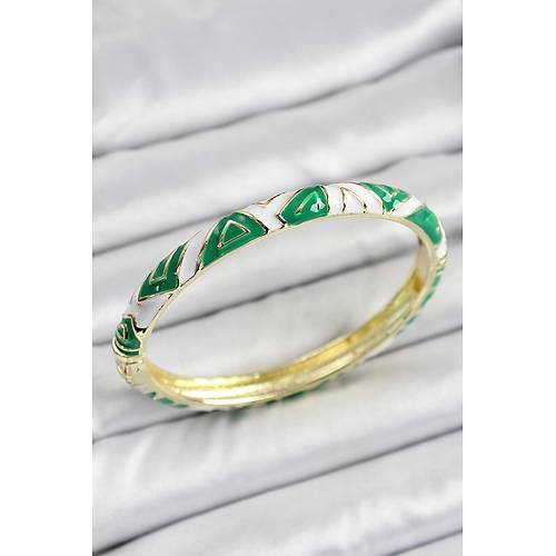 Mineli Pirin� Ye�il Beyaz Motifli Kad�n Kelep�e