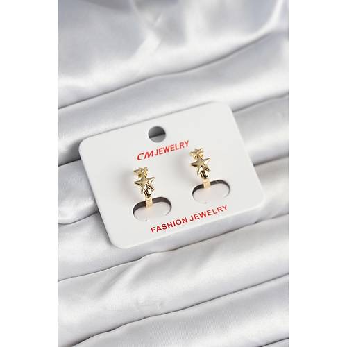 Pirin� Gold Renk Y�ld�z Kad�n K�pe