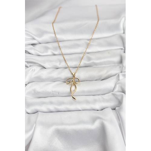 316L �elik Zincir Gold Renk Fiyonk Model Kad�n Kolye