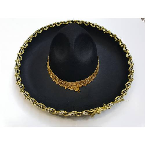 Alt�n Renk �eritli Meksika Mariachi Latin �apkas� 55 cm �ocuk