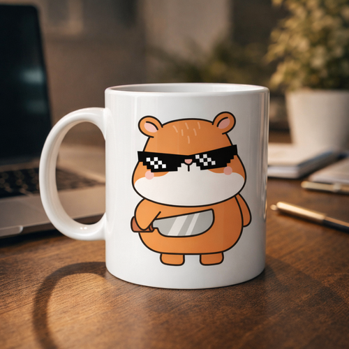 Cool Hamster Tasar�ml� Porselen Kupa MODEL 81 � E�lenceli, Karizmatik ve Enerji Dolu Kahve Kupas�