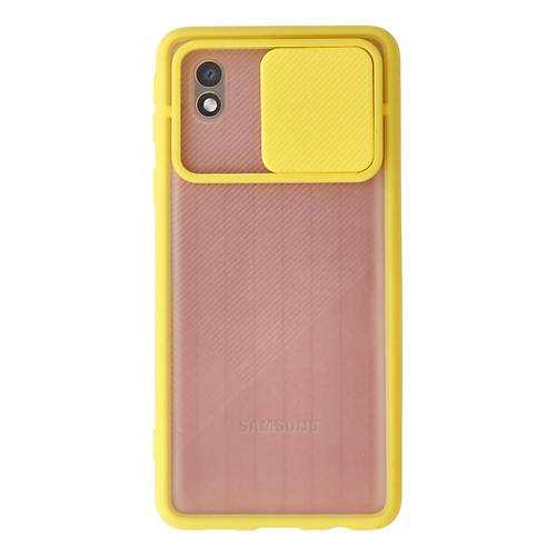 Galaxy A01 Core K�l�f Palm Buzlu Kamera S�rg�l� Silikon - Sar�