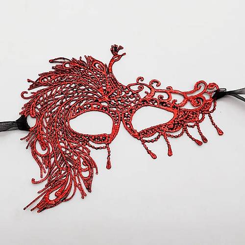 K�rm�z� Dantel Masquerade Maskesi 4 No