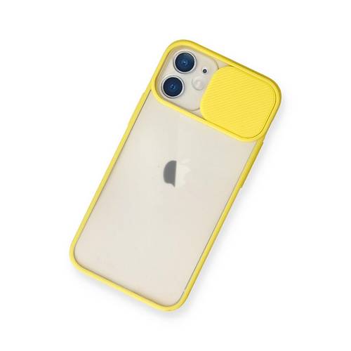 iPhone 11 K�l�f Palm Buzlu Kamera S�rg�l� Silikon - Sar�