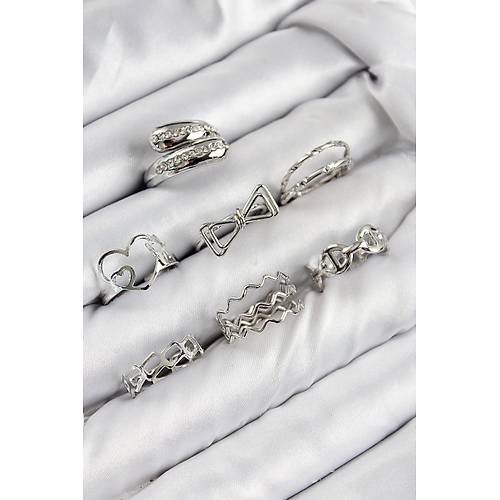 Pirin� Zirkon Ta�l� Fiyonk Ve Kalp Model G�m�� Renk Kad�n Y�z�k Kombin Set