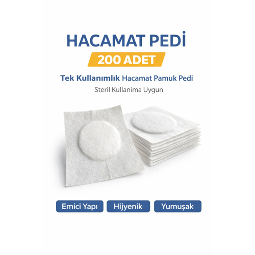 Hacamat Pedi 200 Adet � Tek Kullan�ml�k Hacamat Pamuk Pedi Steril Kullan�ma Uygun
