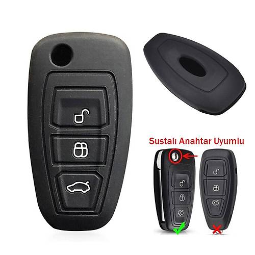 Ford Focus Mondeo Fiesta Kuga Sustal� Anahtar Uyumlu Silikon Oto Anahtar Kumanda Kab� K�l�f Siyah