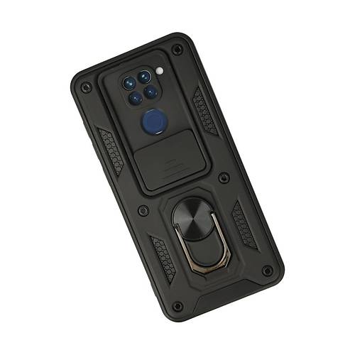 Redmi Note 9 K�l�f Pars Lens Y�z�kl� Silikon - Siyah