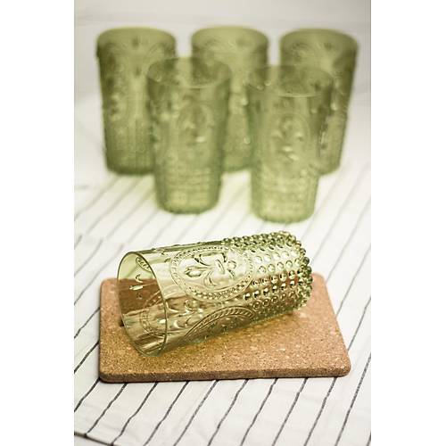 Akrilik Koyu Ye�il 6'l� Uzun Bardak & Su Me�rubat Barda�� 750 ml ( B�y�k Boy & Cam De�ildir )