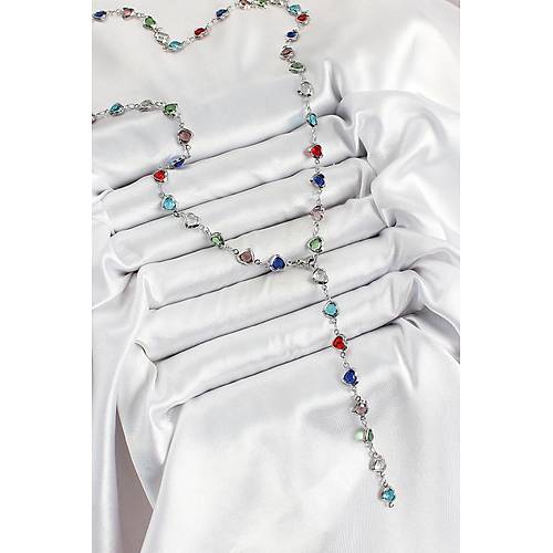 Pirin� G�m�� Renk Kar���k Renk Zirkon Ta�l� Kalpli Y Kad�n Kolye