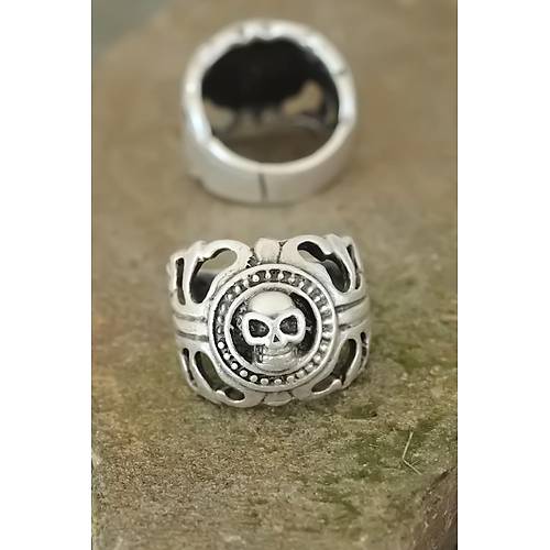 Eskitme G�m�� Renk Metal Kuru Kafa Tasar�m Ayarlamal� Erkek Y�z�k