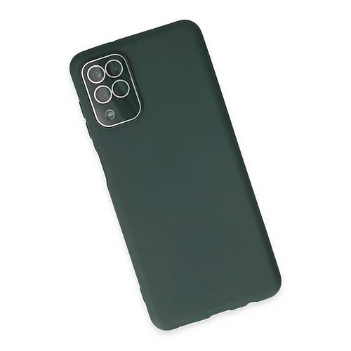 Galaxy A22 K�l�f Lansman Glass Kapak - Koyu Ye�il