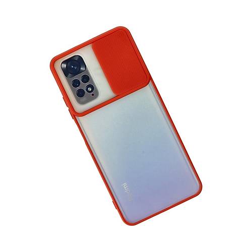 Redmi Note 11 K�l�f Palm Buzlu Kamera S�rg�l� Silikon - K�rm�z�