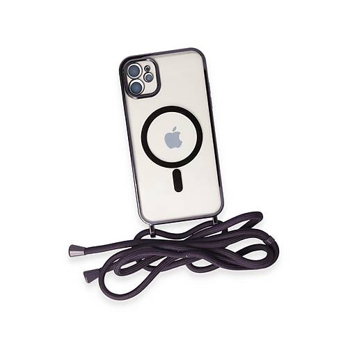iPhone 11 K�l�f Divo Lazer Ask�l� Magsafe Kapak - Derin Mor