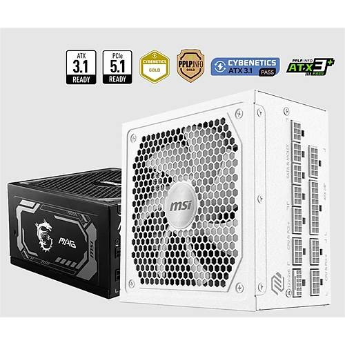 MSI MAG A1000GL PCIE5 WHITE 1000W 80+ GOLD POWER SUPPLY