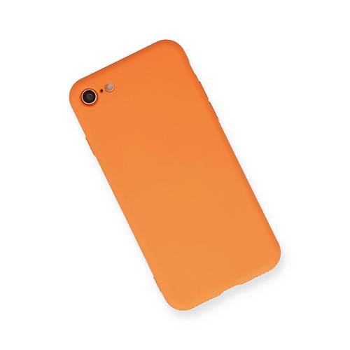 iPhone 7 K�l�f Nano i�i Kadife Silikon - Turuncu