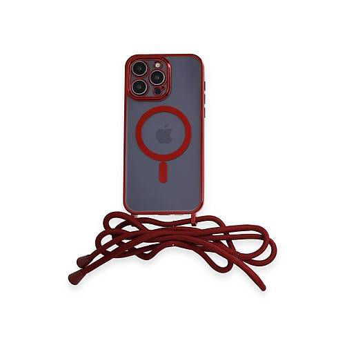 iPhone 12 Pro Max K�l�f Divo Lazer Ask�l� Magsafe Kapak - K�rm�z�
